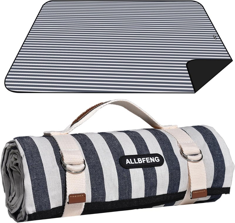 ALLBFENG Picnic Blankets 80" x 60" Extra Large Outdoor Blanket Sand Free Foldable with Carry Strap for Beach, Camping, Park Grass, Hiking, Travel, Concerts, Indoors - Image 1